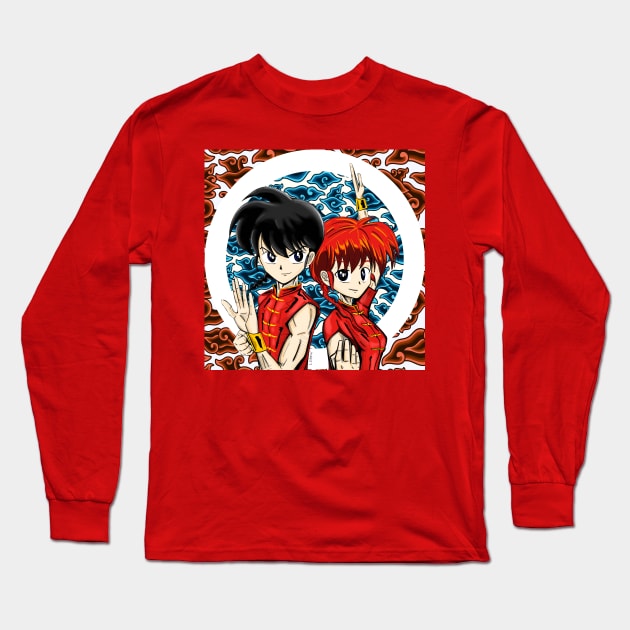 ranma and ranma in chinese martial arts Long Sleeve T-Shirt by jorge_lebeau